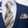Dibangu Designer Mens NecTie gestreepte bloemen Paisley Silk Tie Pocket Square Cufflinks Neck Ring Set Pak Wedding Business