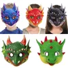 Halloween festmasker för barn drake design barn pojkar flickor röd blå grön svart dinosaurie cosplayförsörjning