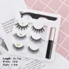 3 Pairs Magnets 3D Chemical Fiber False Eyelashes Set Waterproof Reuse With Tweezers Magnetic Liquid Eyeliner Beauty Makeup Tools LT0077