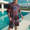 Men's Tracksuits Summer Casual Tshirt Set Beach Pants 2-Piece Creative 3D Visual Pattern Street SuitMen's