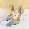 Bigtree Sexy Toe pointu Lady Pumps Fashion Bling mixte Color Designer High Heels Sandals Femme Backle Strap Party Stripper Shoe G220516