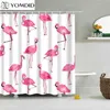 Kleurrijk Douchegordijn Milieuvriendelijk Flamingo Plant Bloem Patroon Gordijn 100% Polyester Vezels Bad Decor Douchegordijn 220517