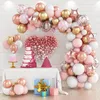 Macaron rose ballon guirlande arc Kit joyeux anniversaire fête décor enfants bébé douche Latex Ballon chaîne fournitures de mariage 220329