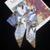 디자인 깃털 새 잎 인쇄 여자 실크 스카프 브랜드 가방 리본 패션 헤드 작은 긴 스카프 헤드 밴드