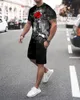 サマーメンズセット3Dプリントトラックスーツ衣料品メンズスポーツウェアカジュアルショーツTシャツスーツトレンドスウェットパンツ男性ハラジュク220622