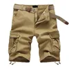 Mens Shorts de carga Baggy Multi Pocket Khaki Summer Masculino Exército Militar Shorts Táticos Militares Calças Sólidas Curto 2944 Sem Cinturão 220521