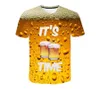 Camisetas masculinas de verão e camisetas femininas de cerveja de moda impressa em 3D mangas curtas Casual Casual Top Clothing