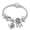 Luxury Sterling Silver Beaded Charm Bracelet Set Fashion Accessories Love Heart Pendant Original Fitting Pandora Bracelet Jewelry Gifts for Women 16-21cm