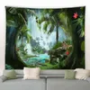 Plantas de la selva tropical Tapiz Bosque Palmera Monstera Naturaleza Flores Estampado de animales Hogar Sala de estar Jardín Decoración Colgante de pared J220804