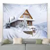 Tapestry Winter Pine Floresta Paisagem Parede Carpete Branco Floco de Neve Christmas Tre