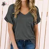 High Quality Tops Basic Plain Shirts for Women Oversized T shirt Top Leopard Pocket Fashion Clothes Woman Tshirts 220328