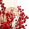 Dekoracyjne kwiaty wieńce 73 cm długie sztuczne gałęzie jagodowe Fałszywe czerwone holly owocowe pianki złote liście na chiński rok zimowy stół domowy