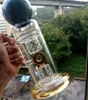 18 inch Brown Glass Water Bong Hookahs with Blue Round Ball Thick Smoking Pipes 14mm female joint