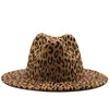 Berets Leopard Patchwork Wool Felt Jazz Fedora Hat Femmes Unisexe Wide Brim Panama Party Trilby Cowboy Cap Men Gentleman Wedding Wend22