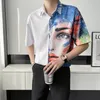 Męskie koszulki męskie malarstwo męskie malarstwo cyfrowe drukarnia męska koszula Summer Korean Style krótkie rękawy męskie blusas y camisas