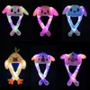 Lapin lapin chapeau oreilles mobiles avec lumière LED style coréen mignon bébé enfants forme animale doux en peluche sautant danse animal dessin animé casquettes M4180