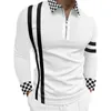 Mode Patchwork Rayé À Manches Longues Tops Homme Casual Zip-up Col Rabattu Polos Vintage Casual Hommes Slim Polo Shirt 220608