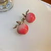 Orecchini in argento 925 con ago dolce, orecchini rosa pesca, tendenza, graziosi orecchini a bottone per accessori donna