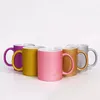 Tazas de sublimación en blanco Taza de café de 11 oz Tazas de cerámica recubiertas de alto grado listas para ser personalizadas y personalizadas oro plata rosa