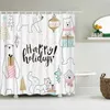 Tenda da doccia per bagno con stampa animalier cartone animato con ganci Simpatico orso giraffa Tessuto in poliestere impermeabile Baby 220429