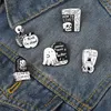 Black Skeleton Enamel Pins Brooches Quotes I'M OK NOW Gothic Punk Ghost Badges Lapel Custom Backpack Jewelry Women Kids Gift