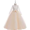 Girl's Dresses 4-15Yrs Kids Girls Long White Baptism Lace Flower Party Ball Gown Prom Girl Princess Wedding Communion DressGirl's