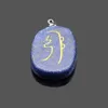 Natural Lapis Lazuli Energy Stone Necklace Healing Master Prop Chakra Four Element Reiki Symbol Men Women Pendant Amulet Pendulum 277C