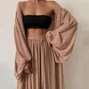 Women's Two Piece Pants Long Sleeve Coat 3 Pcs/Set Chic Sleeveless Vest Top Trousers Suit Solid Color For Stage ShowWomen's