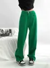 緑のストレートツイルジーンズの女性春と夏の新しいシンプルなスタイルルーズ薄い薄いレッグニュートラルデニムズボン女性パンツl220726