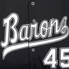 Birmingham Barons #45 Retro baseballtröja sydd svartvit