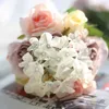 Dekorativa blommor kransar konstgjorda rose bröllop brud bukett vit rosa siden hortensia hem dekoration party dekor leveranser dekorativ