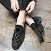 High Quality Loafers Men Shoes Imitation Suede Color Matching Pure Handmade Rhinestones Classic Trend Youth Pointed Toe Party Banq7589371