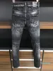 Men Jeans Hole Lichtblauw Donker Grijs Italië merk man lange broek broek streetwear denim mager slanke rechte motorrijder Jean