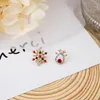 Stud Rinhoo Cute Christmas Earrings Rhinestone Snowflake Elk Hanger Ear Jewelry Women Festival Jaar Gift Stud Farl22