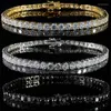 Glitter Single Row Rhinestone Bracelet Bangle Banquet Party Wedding For Women Men Gold Jewelry Gift Link Chain