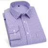 Top Quality Mens Business Casual Long Sleeved Shirt Classic Plaid Striped Checked Male Social Dress Shirts for Man Purple Blue 220322