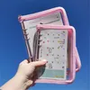 Notepads 6-hole Transparent Waterproof Loose-leaf Notebook Cover Flashing Zipper Korean Stationery Diary Binder Clip