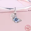 925 sterling silver dingle charm ihåliga rosa blommor blå fjäril hängspärlor pärla passform pandora charms armband diy smycken tillbehör