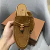 شبشب نسائي فاخر من الجلد الطبيعي بنصف حذاء شرابات مصمم Loro Lady Summer Walk Flats Slipper 35-42