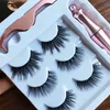 2022 Magnetic False Eyelashes and Liquid Eyeliner Lash Tweezer Makeup Set 3 Pairs Eyelash 6D 5D 3D False Eyelashes Reusable No Glue Needed Fast Ship By DHL