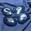 Natural Black Obsidian Palm Stones Gifts Healing Gemstone Therapy Worry Crystal Stones Engraved with Tai Chi Goddess Angel Wings Star of David Collection, Oval Shape