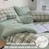 %100 iplik boyalı yıkanmış pamuklu klasik ekose yatak seti yorgan kapağı yastık kılıfları nefes alabilen cilt dostu 16 boyut