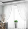 Cortina cortina cortinas coreanas de voz bordada branca para a janela da janela do quarto, pula de tule belas personalizadas drapescurtain