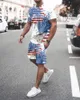 Мужские спортивные костюмы мужской спортивный костюм Summer Fashion American Flag футболки с короткими рукавами 2 шт.