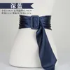 Belts Navy Women Summer Simple Belt Versatile Fashion Satin Fabric Waist Bow Wide Decoration Dress Streamer Black Design 65-90CMBelts