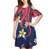 Sukienki dla kobiet i koszule dla mężczyzn Para Zestaw Purple Boho Floral Vestidos de Mujer Casual Summer Robe 4xl Dropship 220627