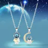 Collane con ciondolo Collana coppia astronauta Argento oro Romantico carino delicato Amore Luna Stella Universo Spazio per coppiaCiondolo