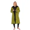 Women's Swimwear 2022 Design Waterproof Dry Changing Robe Adults And Teen Size Hooded Parka Jacket Poncho Over Coat Long Sleeve Olive Green