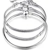 Braccialetti con ciondoli in argento 925 Argento 3mm Catena a forma di serpente Charms con perline Bracciale rigido Gioielli di moda Braccialetto fai da te per uomo Donna