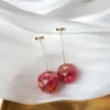 Dungle avizesi yaz tatlı kırmızı cam simülasyon kiraz küpeleri kadınlar için kız sevimli meyve büyük açıklama partisi mücevher kirs22
